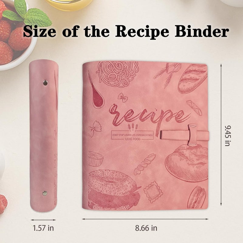 GoShambar Recipe Binder, Recipe Book Binder with Plastic Sleeves, Blank Recipe Card Book to Write in Your Own Recipes (4" x 6" Recipe Cards & Category Tab) (Pink) - Image 4